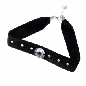 Ck01 negru-Colier Ganelli choker din catifea si Cristale Swarovski elements Cristal Octogon 18 mm si 6 cristale mici [0]
