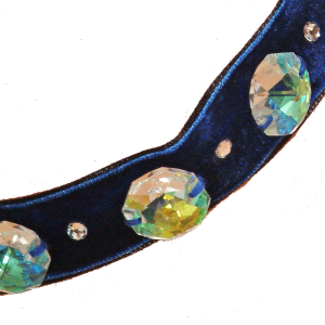 Ck02 albastru-Colier Ganelli choker din catifea si Cristale Swarovski elements 3 Cristale Octogon 18 mm si 4 cristale mici [2]