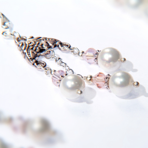 0300(A) Set bijuterii GANELLI Statement handmade - Colier in V si Cercei Chandelier din Perle Mallorca [1]