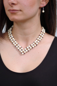 0300 Set bijuterii GANELLI Statement handmade - Colier în V și Cercei Chandelier din Pietre semipretioase Howlit, Ametist [2]