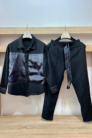 Pantaloni / Trening barbati - COMPLEU BARBAT SATIN NEGRU