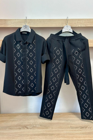 Pantaloni / Trening barbati - COMPLEU BLACK GEOMETRIC