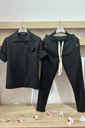 Pantaloni / Trening barbati - COMPLEU BLACK V DETAIL