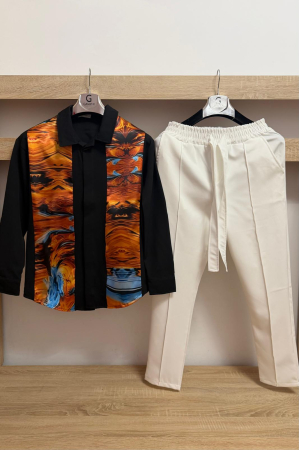 Pantaloni / Trening barbati - COMPLEU MODERN NEGRU ALB