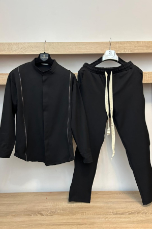Pantaloni / Trening barbati - COMPLEU NEGRU CU FERMORASE