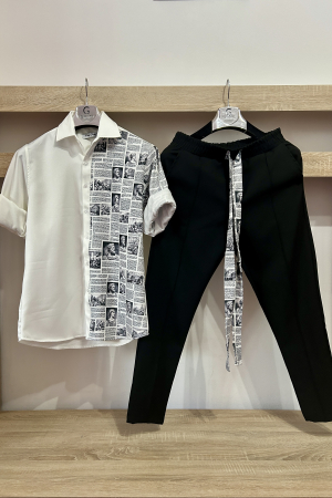 Pantaloni / Trening barbati - COMPLEU NEWS ALB NEGRU