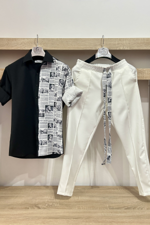 Pantaloni / Trening barbati - COMPLEU NEWS NEGRU ALB