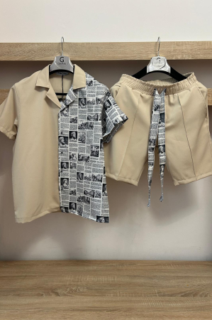 Pantaloni / Trening barbati - COMPLEU SCURT NEWS CREM