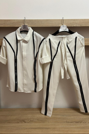 Pantaloni / Trening barbati - COMPLEU ZIPPER ALB