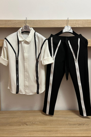 Pantaloni / Trening barbati - COMPLEU ZIPPER ALB BLACK