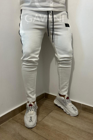 Pantaloni / Trening barbati - Pantaloni cu fermoras alb