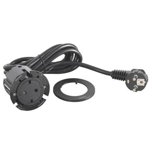 Incara Disq 60 cu Priza 2P+T alba, finisaj alb, negru, metal, cablu 2m + stecar 2P+T [2]