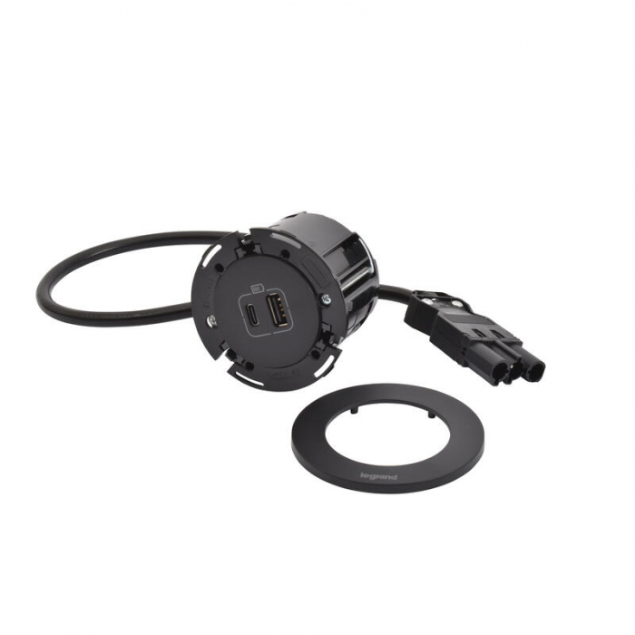 Incara Disq 60 cu USB A+C de 15 W , finisaj negru, metal, alb, cablu de 0,5 m + conector Wieland [2]