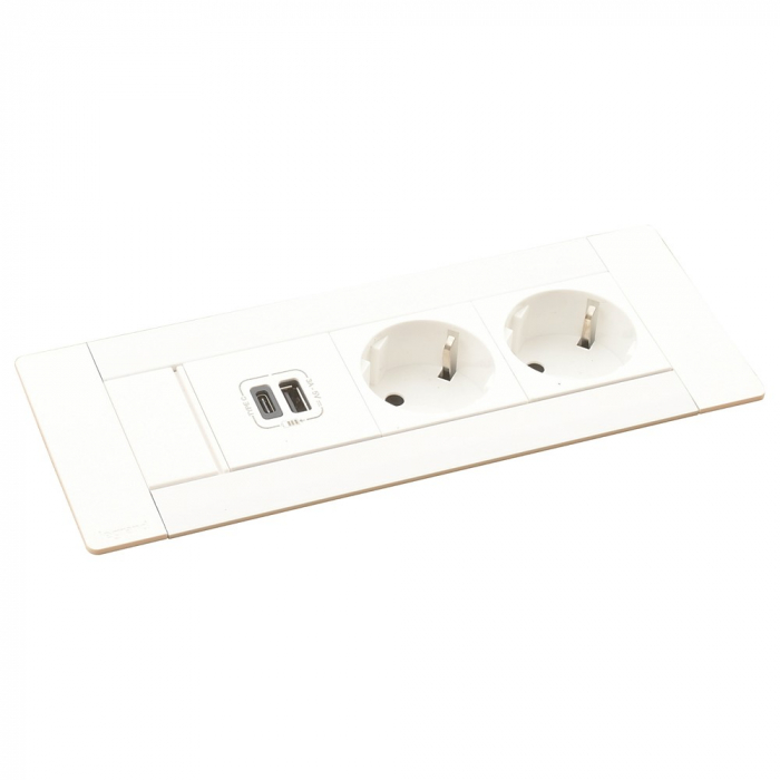 Incara Multilink 6 module finisaj alb, metal, negru cu 2x Priza 2P+T, 1x USB A+C , cablu 2m + stecar 2P+T [2]