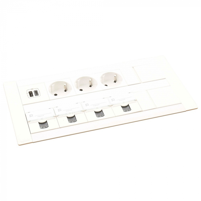 Incara Multilink vertical 2x8 module finisaj alb cu 3x Priza 2P+T, 1x USB A+C, 4x RJ45 cat6 UTP 2mod. albe, cablu 2m + stecar 2P+T [2]