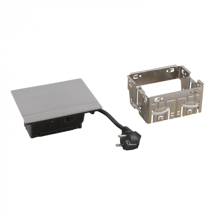 Incara Pop-up 4 module finisaj inox cu Priza 2P+T, USB A+C negre, cablu 2m + stecar 2P+T [2]