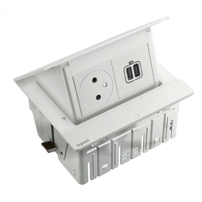 Incara Pop-up 4 module finisaj inox cu Priza 2P+T, USB A+C negre, cablu 2m + stecar 2P+T [4]