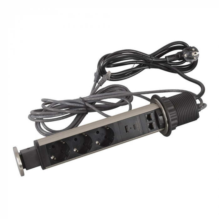 Incara Tower 60 cu 3x Priza 2P+T, 2x RJ45 cat.6, 1x USB A+C, cablu 2m + stecar 2P+T [2]
