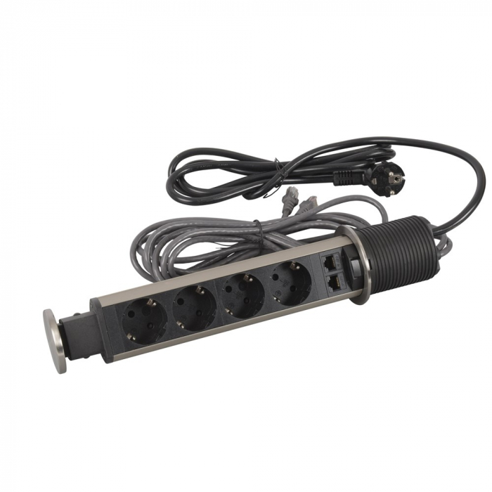 Incara Tower 60 cu 4x Priza 2P+T, 2x RJ45 cat.6, cablu 2m + stecar 2P+T [3]