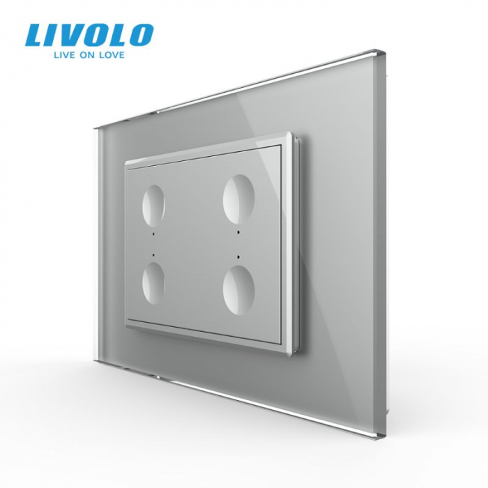 Intrerupator cvadruplu tactil, cap scara / cap cruce, standard italian, cu rama sticla, 3M VL-FC4S-P9E-3WP [4]