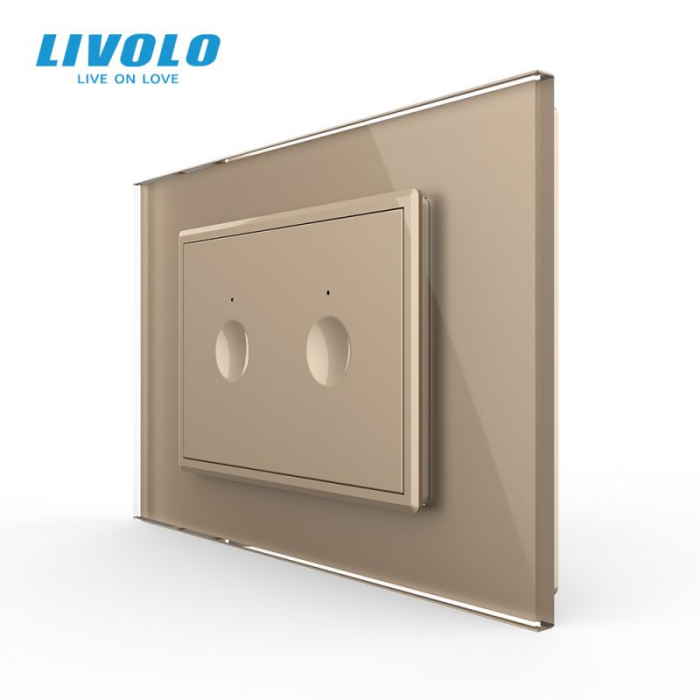 Intrerupator dublu tactil, standard italian, cu rama sticla, 3M VL-FC2-P9E-3WP [3]