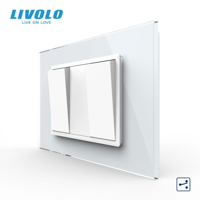 Intrerupator mecanic dublu 3M cu revenire / cu rama sticla  livolo [3]
