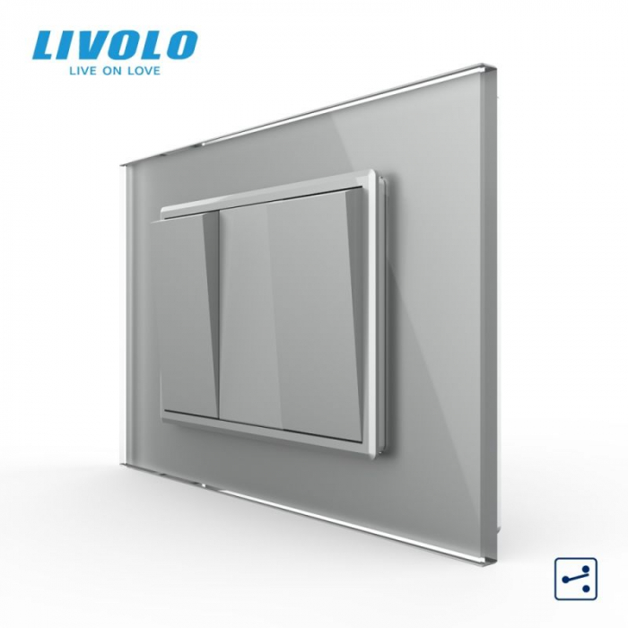 Intrerupator mecanic dublu 3M / rama sticla  livolo [3]