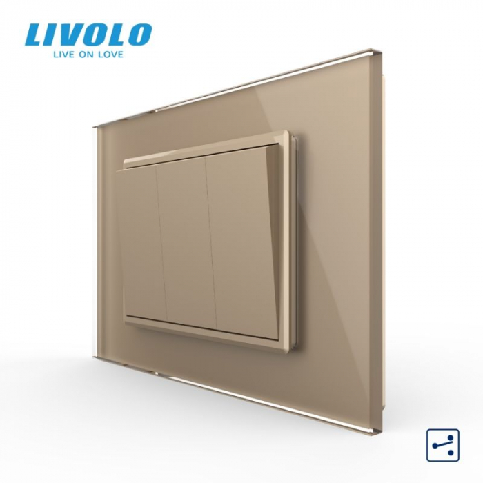 Intrerupator mecanic triplu 3M / cu rama sticla  livolo [4]