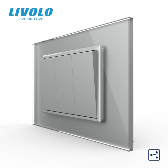 Intrerupator mecanic triplu cap scara, 3M / rama sticla livolo [3]