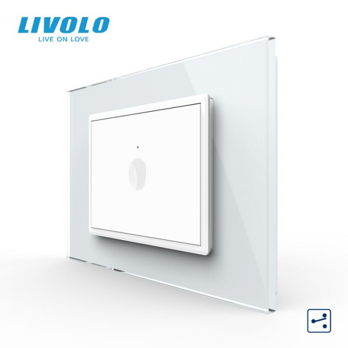 Intrerupator simplu tactil, cap scara / cap cruce, standard italian, cu rama sticla, 3M VL-FC1S-P9E-3WP [2]