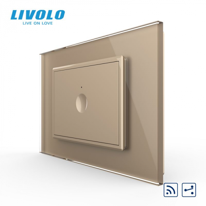 Intrerupator simplu tactil, control telecomanda RF, cap scara / cap cruce, standard italian, cu rama sticla, 3M VL-FC1SR-P9E-3WP [3]