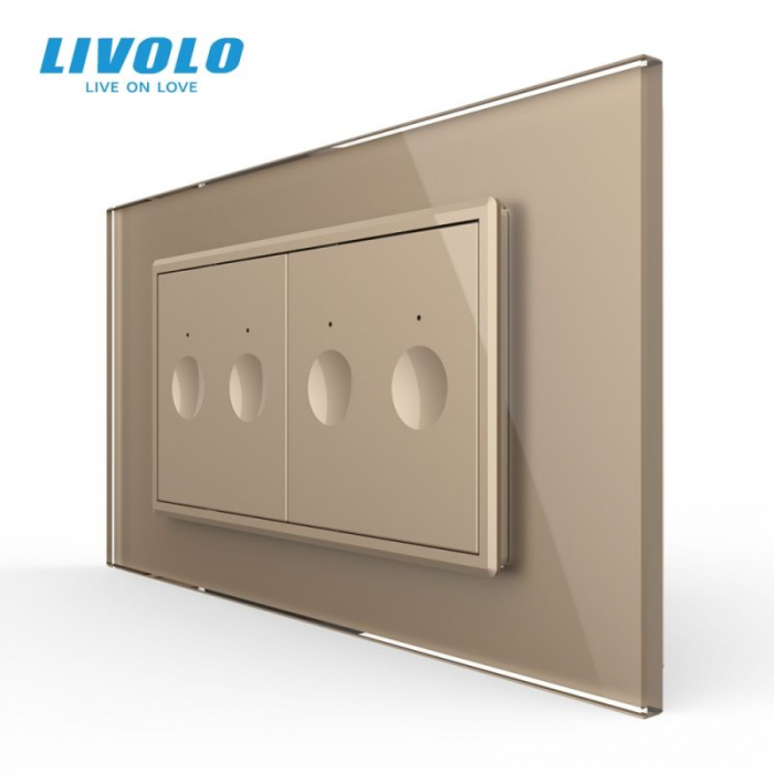 Intrerupator tactil dublu + Intrerupator tactil dublu, 4M, cu rama sticla VL-2FC2-2WP-P9E [3]
