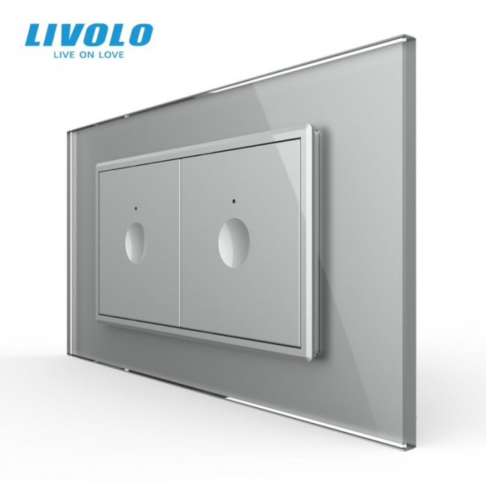 Intrerupator tactil simplu + Intrerupator tactil simplu, 4M, cu rama sticla VL-2FC1-2WP-P9E [4]