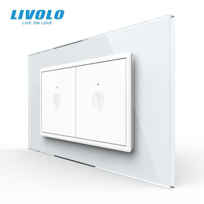 Intrerupator tactil simplu + Intrerupator tactil simplu, 4M, cu rama sticla VL-2FC1-2WP-P9E [2]