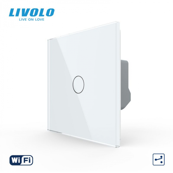 Intrerupator tactil simplu WiFi, cap / scara / cruce, cu panou sticla VL-FC1SNY-C1-W2G [2]