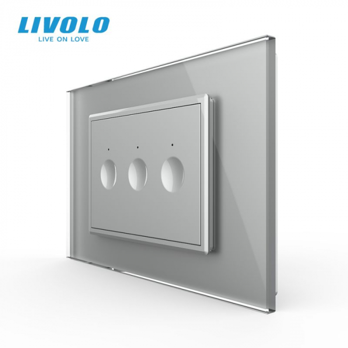 Intrerupator triplu tactil, cap scara / cap cruce, standard italian, cu rama sticla, 3M  VL-FC3S-P9E-3WP [4]