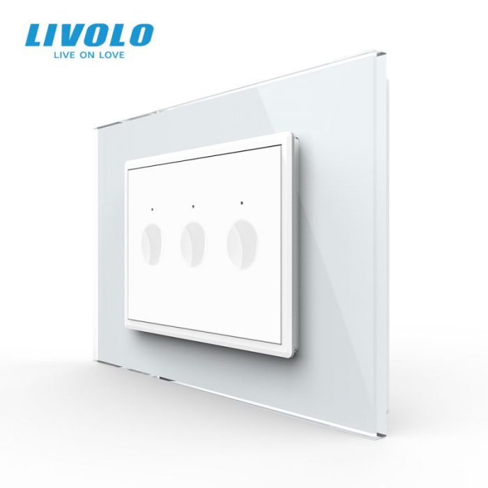 Intrerupator triplu tactil, standard italian, cu rama sticla, 3M VL-FC3-P9E-3WP [4]