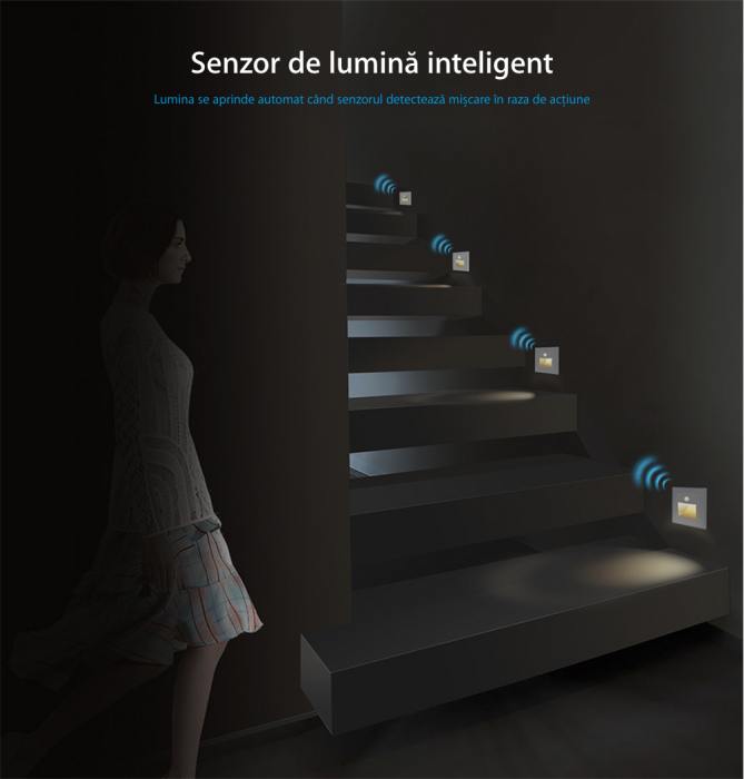 Lampa de veghe LED LIVOLO cu rama din sticla - Senzor miscare incorporat [2]