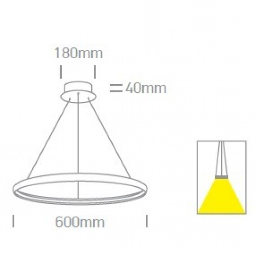 Lustra tip Cerc, Led suspendat Diametru 600mm, 19W, IP20  63048/W; 63048/B; 63048/C [4]
