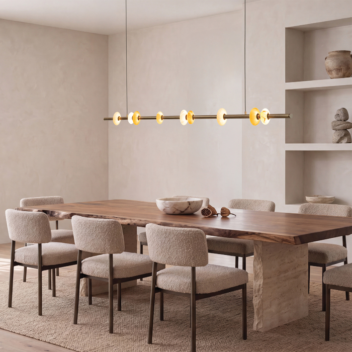 Pendul LED liniar Zambelis din bronz periat și alabastru natural, 25W, 3000K [2]