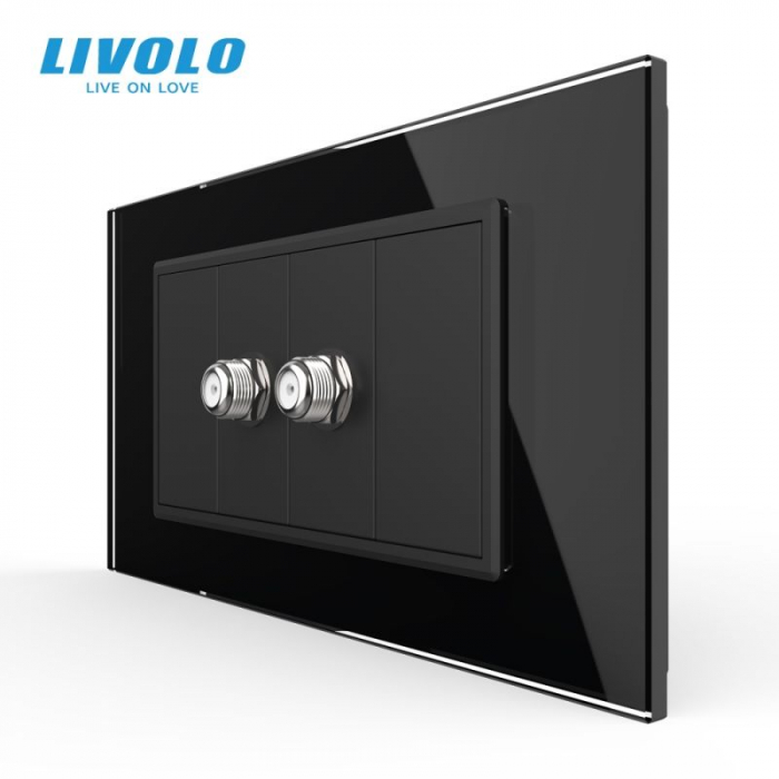 Priza dubla TV Satelit, 4M, cu rama sticla VL-2FCSL-1WP-P9E-2FCMB [3]