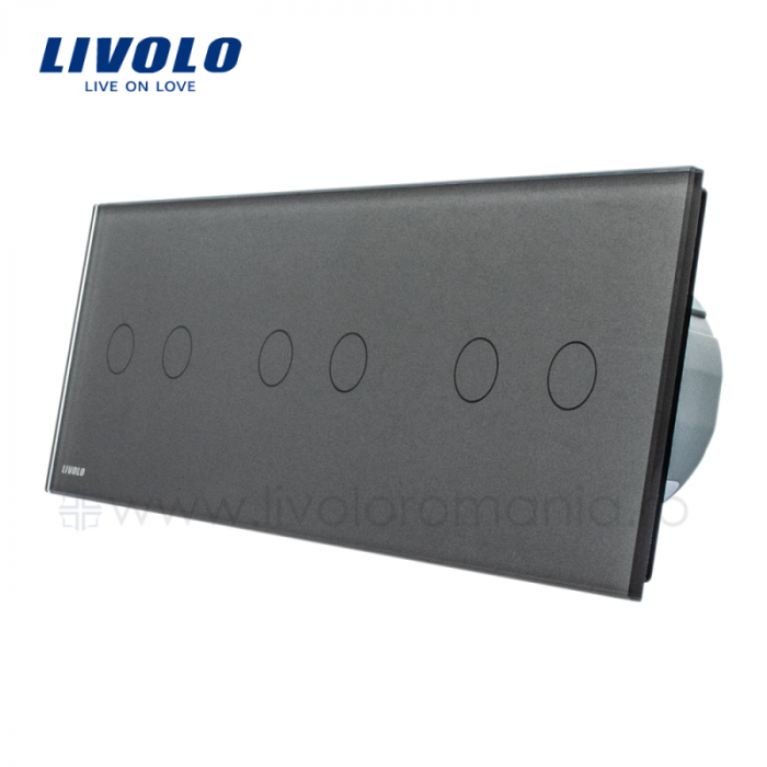 Întrerupător Dublu + Dublu + Dublu Wireless cu touch Livolo din sticla [2]