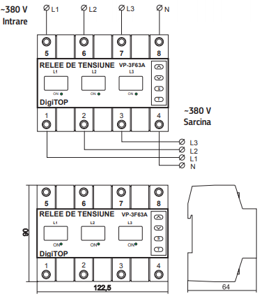 Releu protectie tensiune trifazat cu contactor inclus VP-3F63A [2]