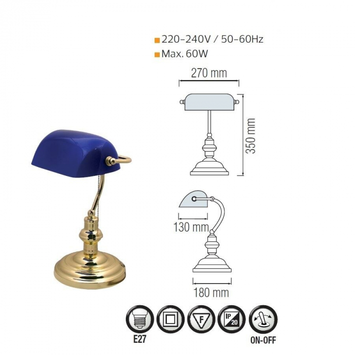 Lampa birou Simge Abastru [2]