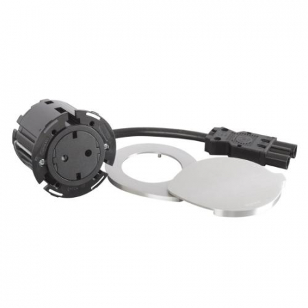 Incara Disq 60 cu Priza 2P+T neagra si capac metalic, cablu de 0,5 m + conector Wieland [1]