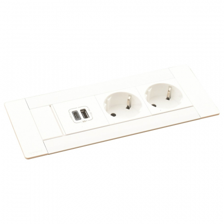 Incara Multilink 6 module finisaj alb, metal, negru cu 2x Priza 2P+T, 1x USB A+C , cablu 2m + stecar 2P+T [1]