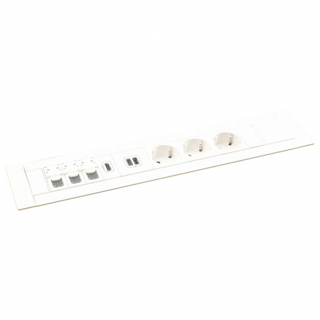 Incara Multilink vertical 12 module finisaj alb cu 3x Priza 2P+T, 1x USB A+C, 3x RJ45 cat6 UTP 1mod. albe, 1x HDMI, cablu 2m + stecar 2P+T [1]