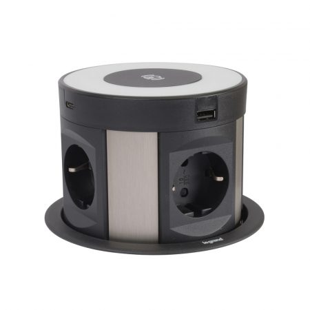 Incara  Legrand - Incara Tower 120 cu Incarcator Wireless, 4x Priza 2P+T, 2x USB A+C, cablu 2m + stecar 2P+T