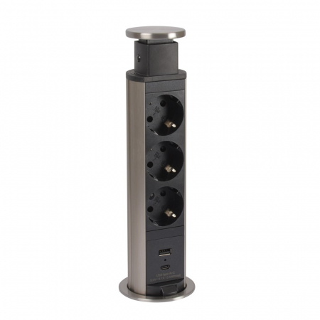 Incara  Legrand - Incara Tower 60 cu 3x Priza 2P+T, 1x USB A+C, cablu 2m + stecar 2P+T