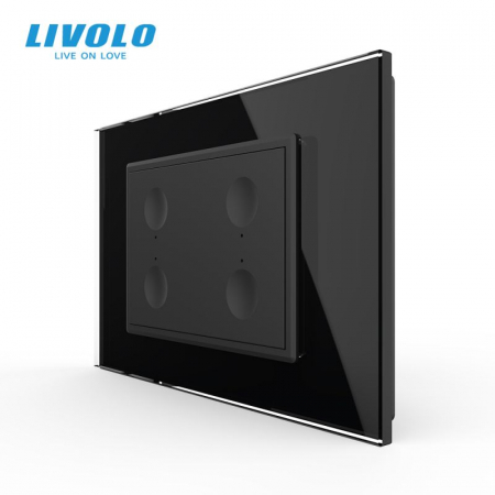 Intrerupatoare Touch / Standard Italian - Intrerupator cvadruplu tactil, cap scara / cap cruce, standard italian, cu rama sticla, 3M VL-FC4S-P9E-3WP